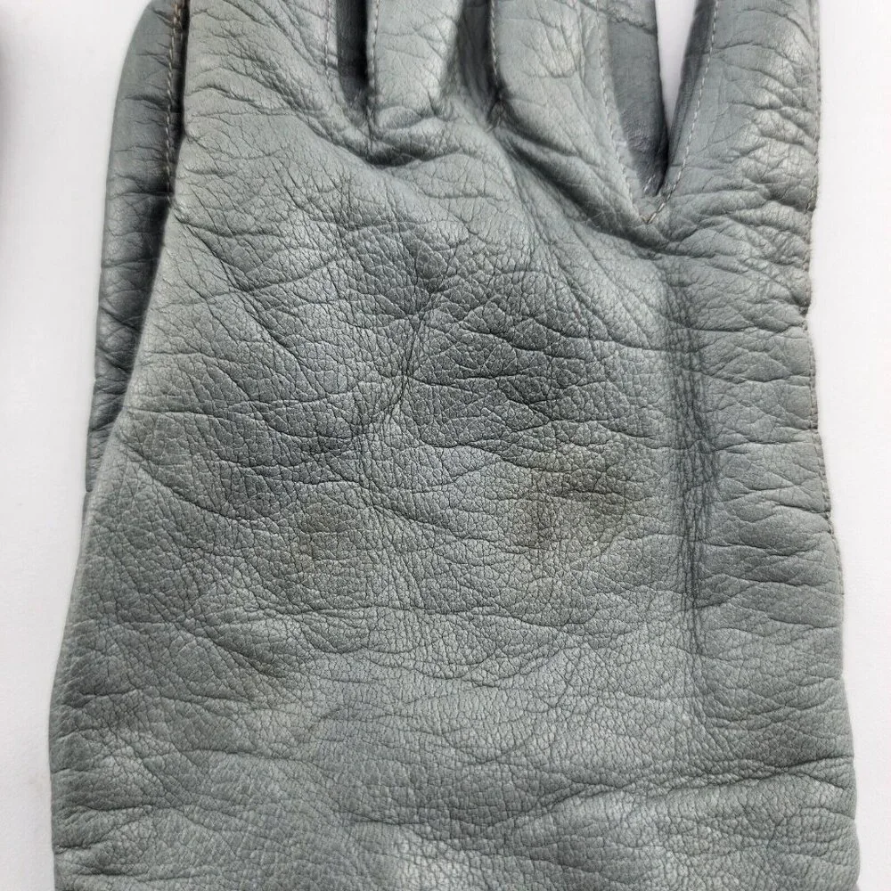 VTG‎ Peck & Peck Gray Women's Soft Leather Gloves Size 6.5 Cashmere Italy Made
